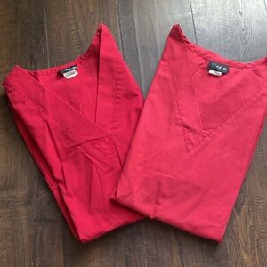 Red scrub tops (two)